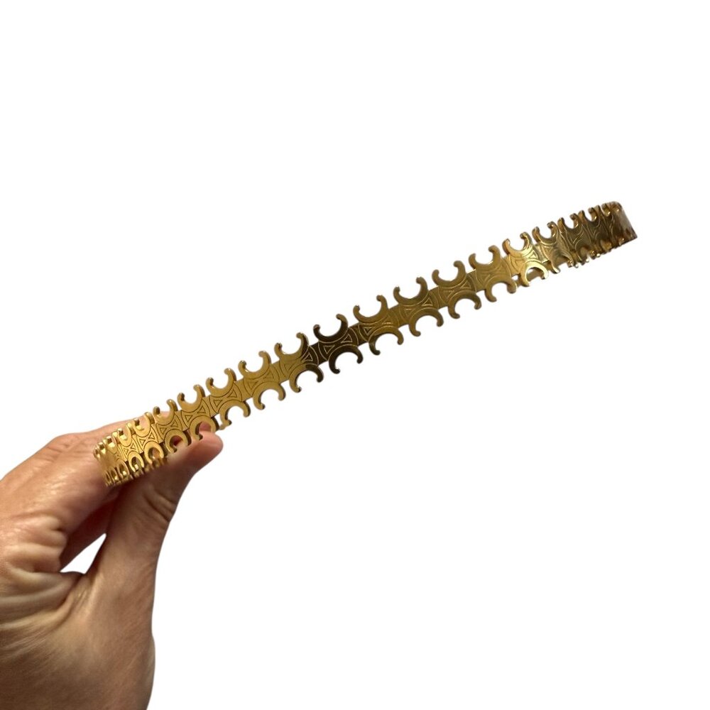 Celine Triomphe Headband In Steel With Gold Finish GOLD